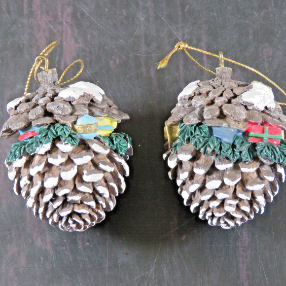 Vintage Woodland Pinecone Ornament Raccoon and Rabbit Bunny Babies Lot of 2 - Picture 9 of 9